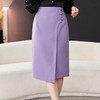 紫色半身裙女2024春装新款高腰显瘦西装裙中长款包臀裙1777 商品缩略图1