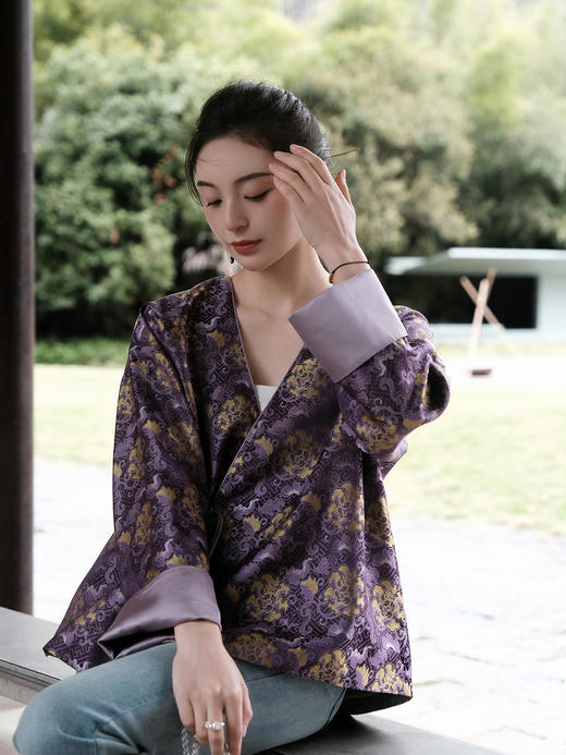 盛唐婧 |真丝宋锦紫气东来外套 商品图2