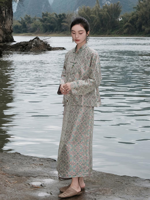 盛唐婧 |真丝宋锦如意纹包裙 商品图0