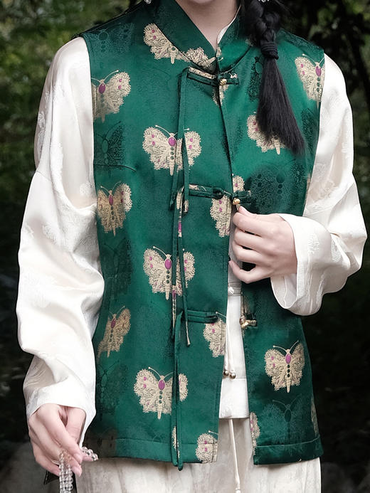 微瑕秒杀|  盛唐婧 |真丝织金蝴蝶宋锦马甲[特价品]](特殊商品不退不换) 商品图1