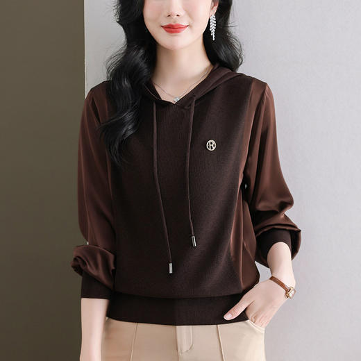 CC89-99811连帽卫衣针织衫春装女2024年新款女妈妈休闲宽松带帽长袖上衣小衫 商品图0