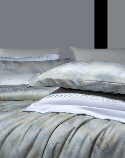 利路米家纺春季新款百支天丝棉印花四件套 醉星河--云石绿 商品图5