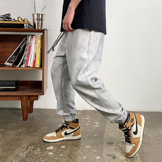 徐太浪潮牌废土风做旧休闲裤男春秋美式字母刺绣宽松束脚运动长裤 商品图1