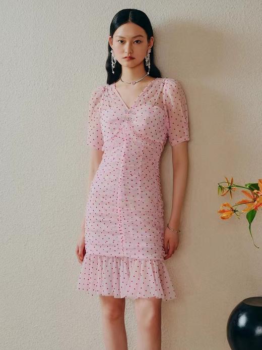 【商场同款】MAXRIENY浪漫甜美网纱鱼尾连衣裙夏款爱心波点裙子MC88DR332D10 商品图1