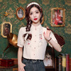 KQL-5811新中式国风复古刺绣衬衫女夏装2024新款短袖修身显瘦衬衣上衣 商品缩略图1