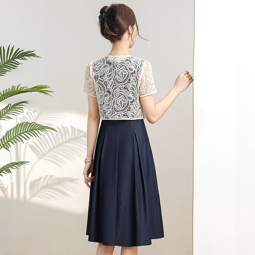 优雅新中式，无袖打底中长裙+网纱蕾丝外披两件套QYM-XY-24DB35-Y 商品图2