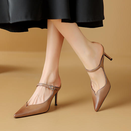 【预售5天】性感优雅，尖头包头高跟拖鞋HY&M851-1 商品图3