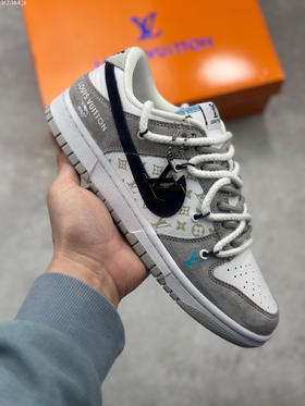 夏日特惠💰520 海外爆款限量发售 公司级 Nike SB Dunk Low “LV联名—米灰黑印花” 周年高端定制 低帮休闲板鞋