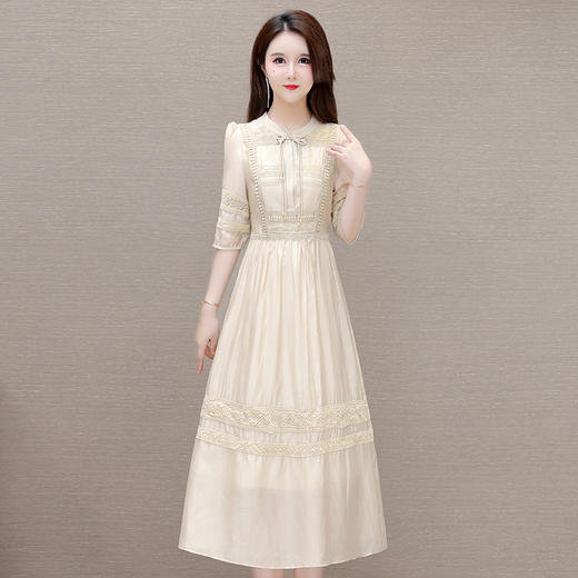 新中式国风洋气，七分袖A字连衣裙QYM-OMS-ZXA4136-L 商品图0