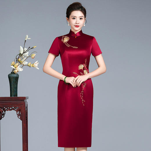 高贵婚宴装新款高端旗袍醋酸结婚妈妈礼服LHSB1141 商品图2