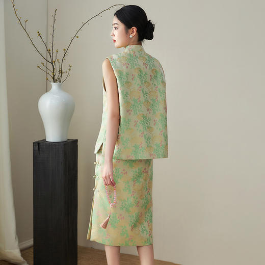禅意新中式国风，提花色织缎马甲WLZD-2411310 商品图1