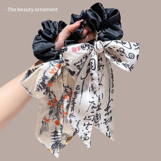 新中式国风蝴蝶结飘带大肠发圈气质书法发带皮筋女扎马尾头绳发饰 商品图5