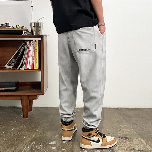 徐太浪潮牌废土风做旧休闲裤男春秋美式字母刺绣宽松束脚运动长裤 商品图2