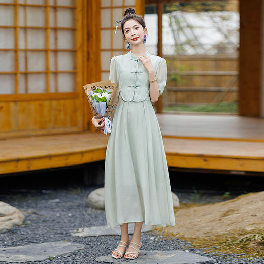 新中式设计感假两件，小清新度假风连衣裙HR-NSYZ2509 商品图2