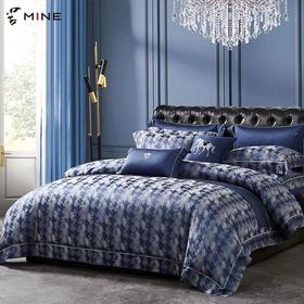 【6F】寐纯棉色织提花四件套：巴顿蓝