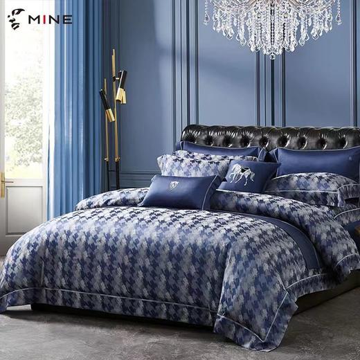 【6F】寐纯棉色织提花四件套：巴顿蓝 商品图0