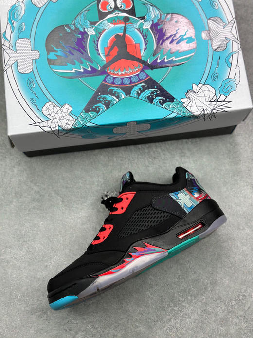 夏日特惠💰420 Clot x Air Jordan AJ5 Retro Low"CNY"中国年黑红 整双鞋采用黑为主调 商品图2