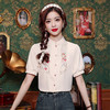 KQL-5811新中式国风复古刺绣衬衫女夏装2024新款短袖修身显瘦衬衣上衣 商品缩略图0