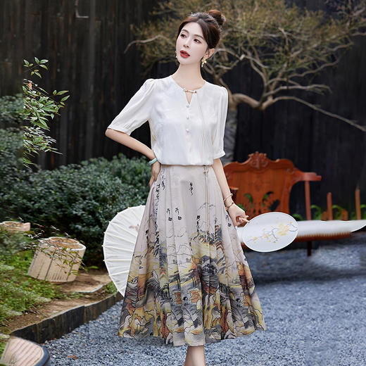 简约新中式，圆领上衣搭配马面裙两件套HR-SNX2936-2 商品图9