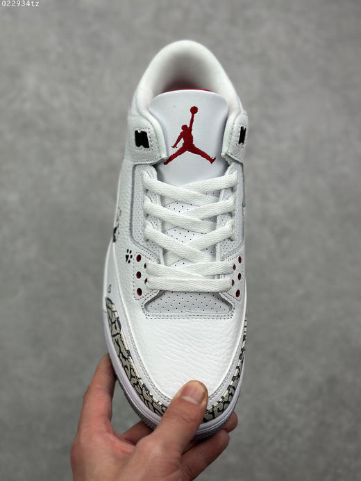 夏日特惠💰460 手绘版本 Air Jordan 3 Retro "Cardinal Red" 白红裂纹荔枝纹原装私磨 商品图1