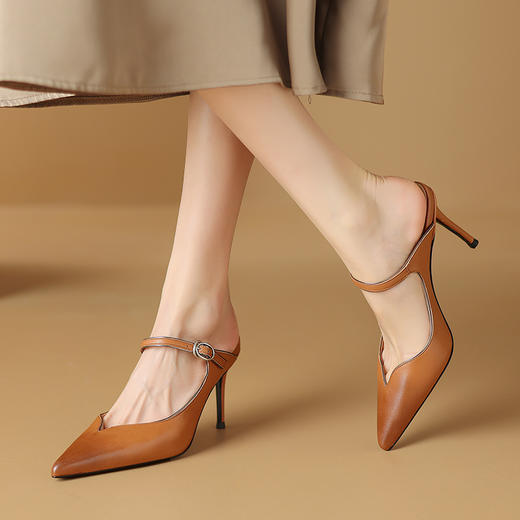 【预售5天】性感优雅，尖头包头高跟拖鞋HY&M851-1 商品图6