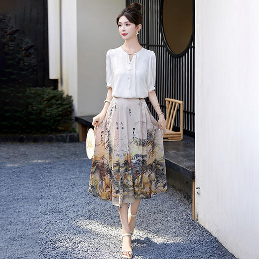 简约新中式，圆领上衣搭配马面裙两件套HR-SNX2936-2 商品图7