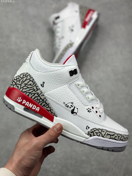 夏日特惠💰460 手绘版本 Air Jordan 3 Retro "Cardinal Red" 白红裂纹荔枝纹原装私磨 商品图3