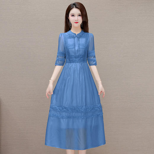 新中式国风洋气，七分袖A字连衣裙QYM-OMS-ZXA4136-L 商品图1