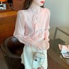 KQL-1162春秋季新款国风新中式衬衫女粉色盘扣泡泡袖设计感雪纺上衣 商品缩略图2
