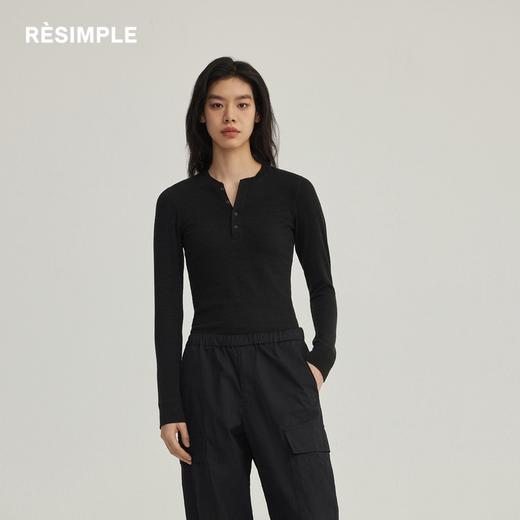 1F【RESIMPLE】简单点基础款修身T恤 商品图0
