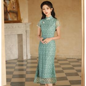 复古中国风，新中式改良显瘦蕾丝旗袍BJS-5058