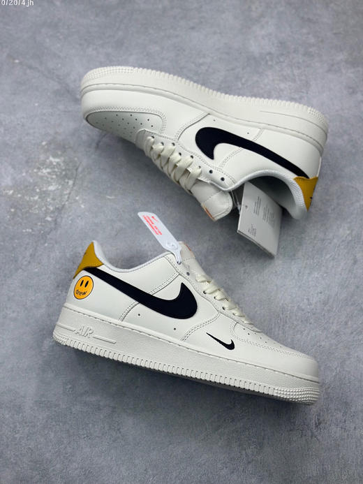 夏日特惠💰430 新品出货 公司级 Nike Air Force 1 Low ’07 米白黑 笑脸 空军一号低帮休闲板鞋 商品图4