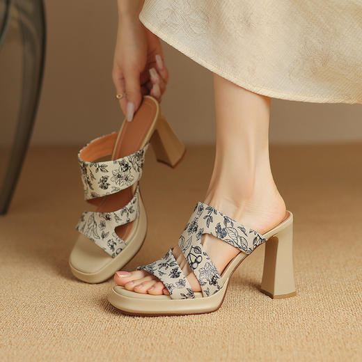 【预售5天】中式国风，防水台高跟拖鞋ZYY&A753 商品图0