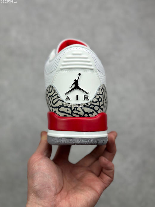 夏日特惠💰460 手绘版本 Air Jordan 3 Retro "Cardinal Red" 白红裂纹荔枝纹原装私磨 商品图7