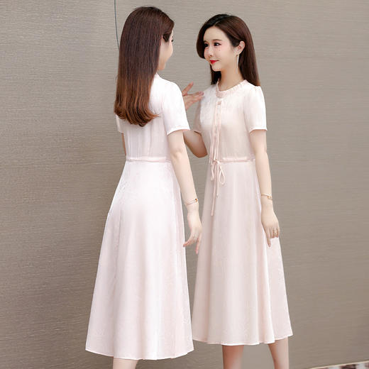 国风优雅小清新，圆领短袖A字长款连衣裙QYM-OMS-CA4331-L 商品图2