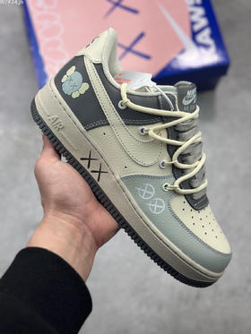 夏日特惠💰460 实拍 “kaws米灰蓝” NK Air Force 1 X Kaws 空军一号定制绑带