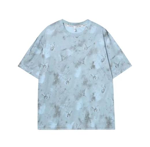 T699夏季新款缤纷蝴蝶彩色印花男女情侣短袖时尚百搭上衣潮流T恤 商品图2