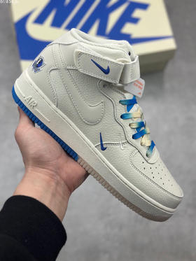 夏日特惠💰470 海外限量发售 公司级 Nike Air Force 1 Mid '07 “米白蓝” 达拉斯独行侠城市限定中帮空军一号休闲板鞋