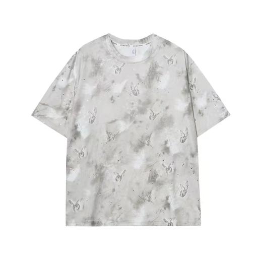 T699夏季新款缤纷蝴蝶彩色印花男女情侣短袖时尚百搭上衣潮流T恤 商品图4