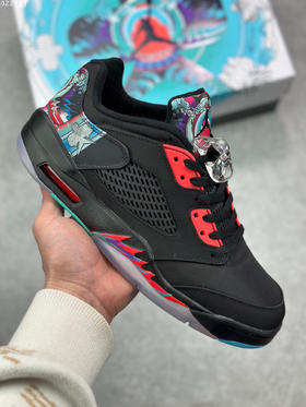 夏日特惠💰420 Clot x Air Jordan AJ5 Retro Low"CNY"中国年黑红 整双鞋采用黑为主调