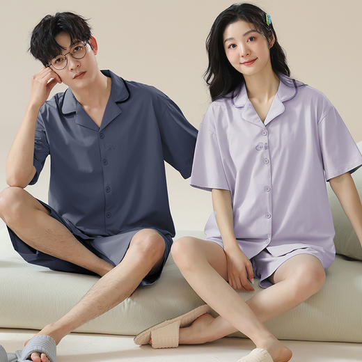 【109元/2套】【莫代尔睡衣】情侣凉感莫代尔睡衣 短袖短裤薄款女款带胸垫家居服套装 商品图8