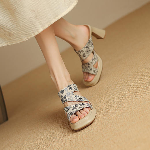 【预售5天】中式国风，防水台高跟拖鞋ZYY&A753 商品图2