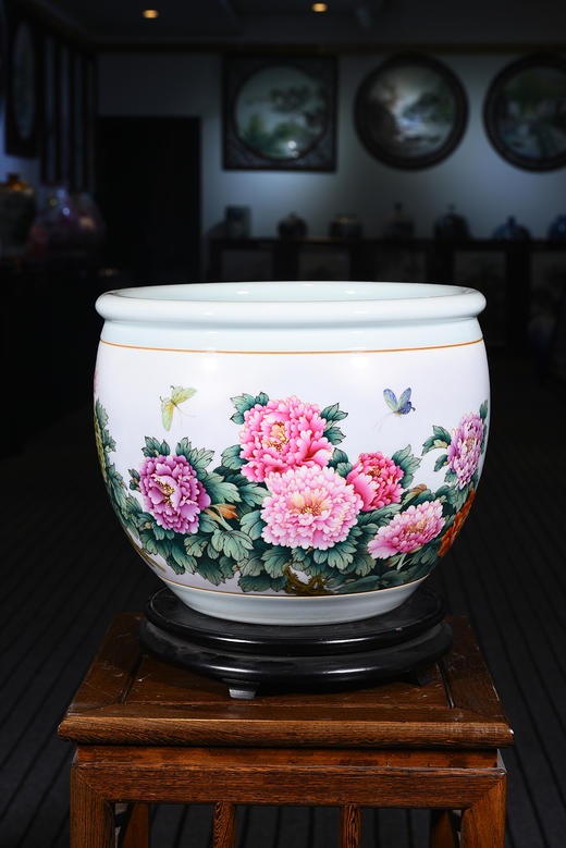 粉彩花开富贵聚宝盆 商品图0