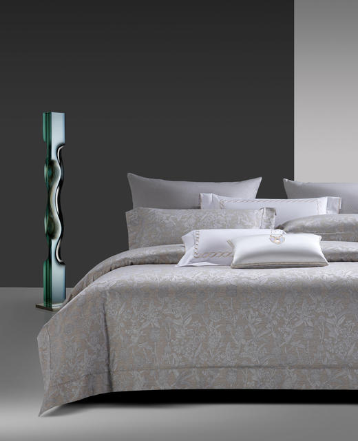 利路米家纺24年春季新款百支匹马棉色织提花四件套 卢浮花园--浅茶 商品图4