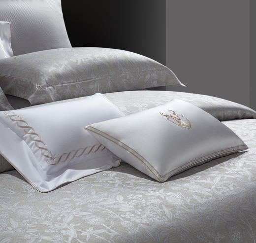 利路米家纺24年春季新款百支匹马棉色织提花四件套 卢浮花园--浅茶 商品图2