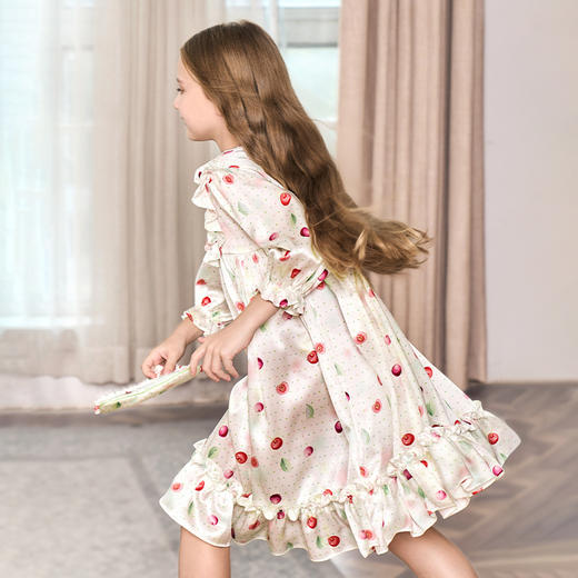 SOLO SETA22姆米真丝儿童睡裙女桑蚕丝印花连衣裙2025秋冬丝绸新款 商品图2