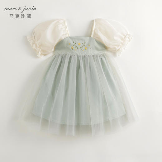 马克珍妮女童新中式汉服绣花网纱连衣裙儿童裙子夏装新款240877 商品图1
