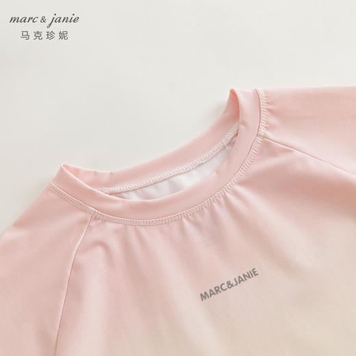 [凉感防晒]马克珍妮男女童渐变色弹力短袖T恤上衣夏装新款240328 商品图3