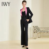 IWY黑色高端拼接领西装套装商务总裁阔腿裤正装时尚气质通勤工作服241007C1+P3 商品缩略图0