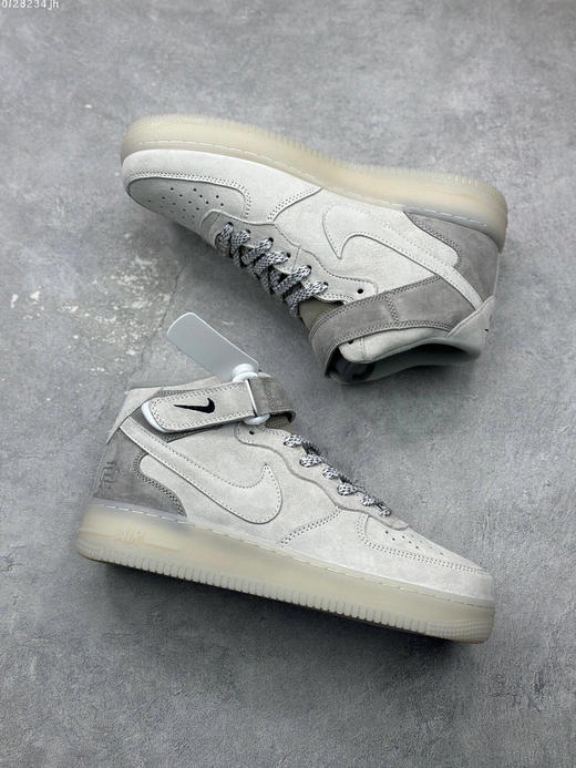 夏日特惠💰460 公司级 Nike Air Force 1 Mid 灰蓝橙麂皮 空军一号中帮休闲板鞋 商品图4